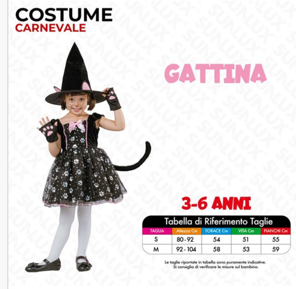 Costume Gattina 3-6 Anni