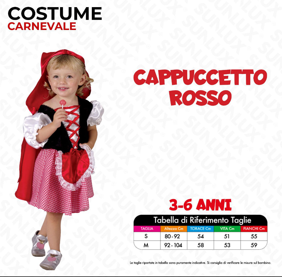 Costume Cappuccetto Rosso 3-6 Anni