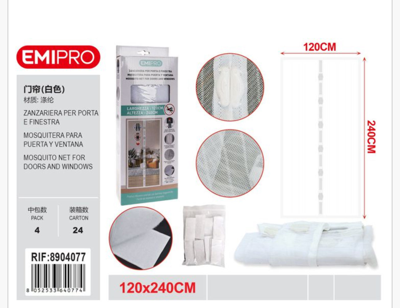 Zanzariera magnetica 120x240 bianco/nero