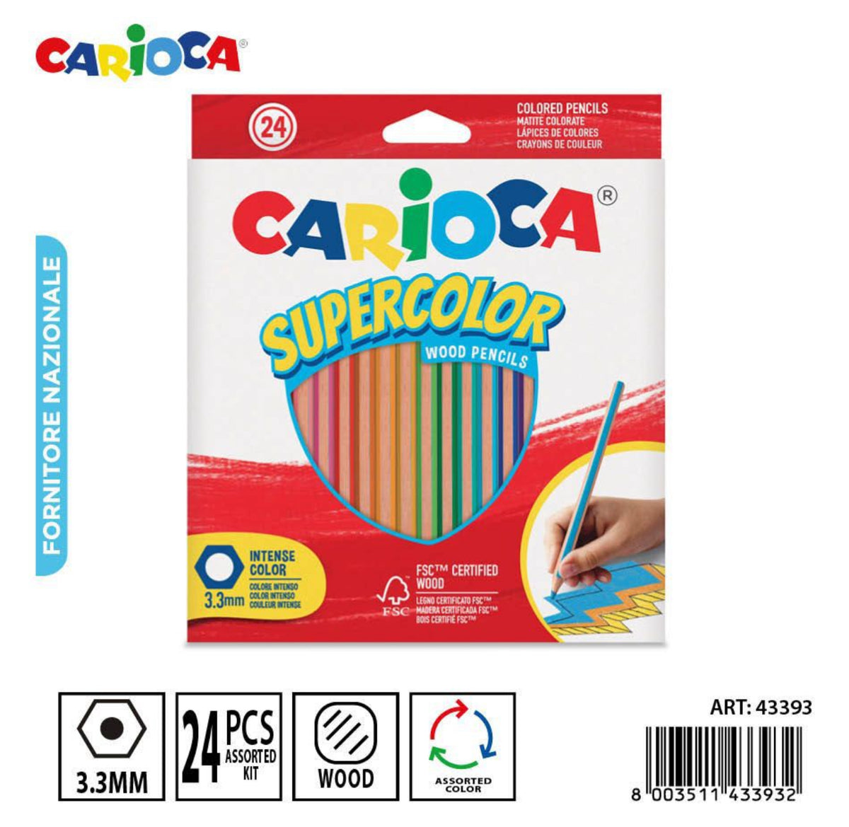 CARIOCA Supercolor - Pastelli 24 colori 3.3mm