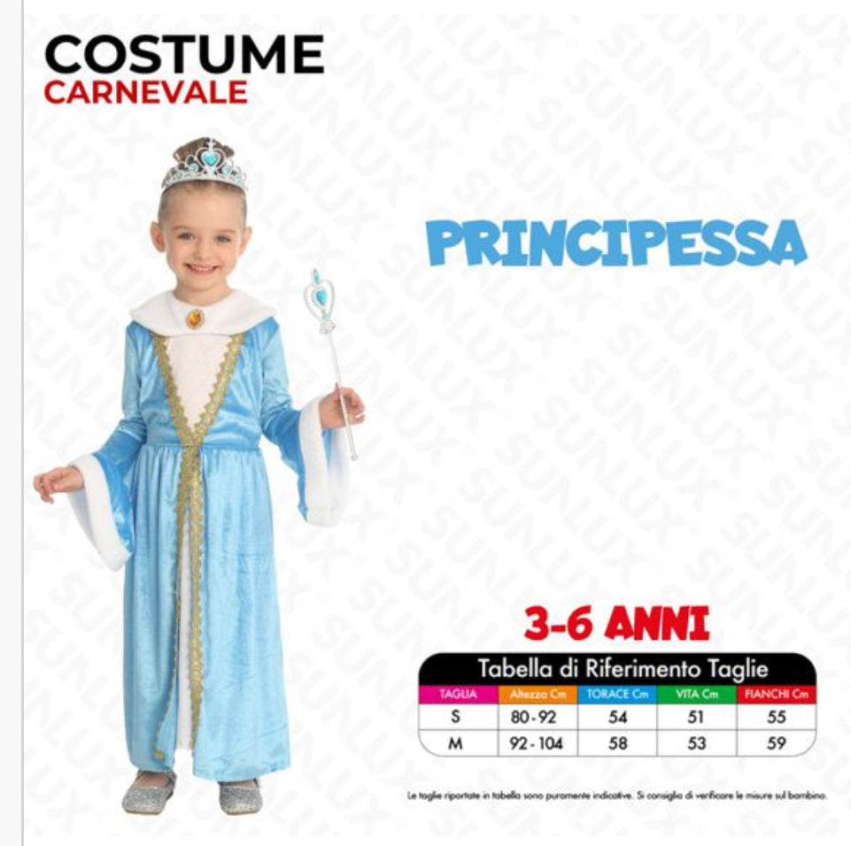 Costume Principessa Azzurra 3-6Anni