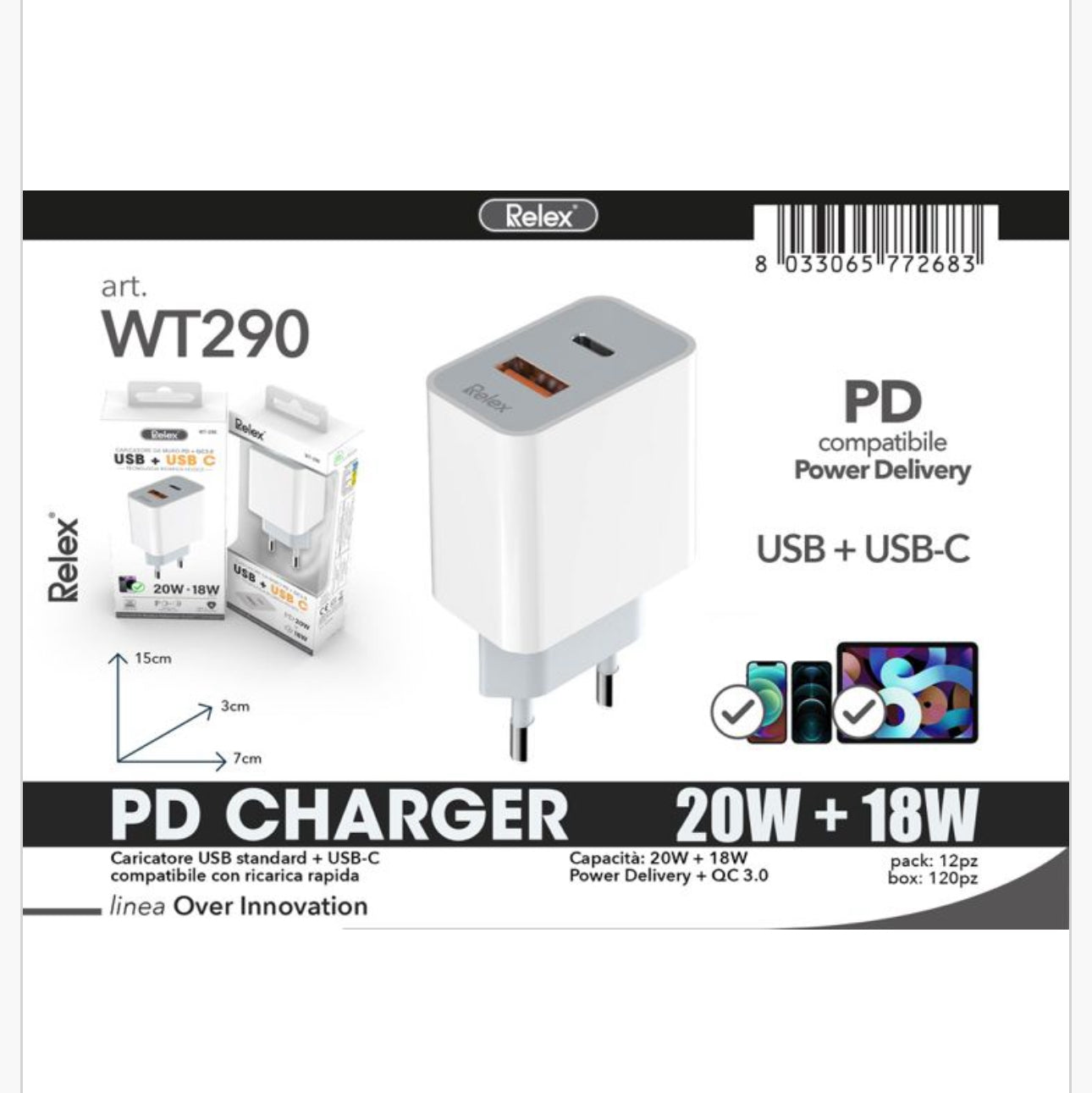 Caricatore PD USB-C + USB a doppia presa - Carica Rapida