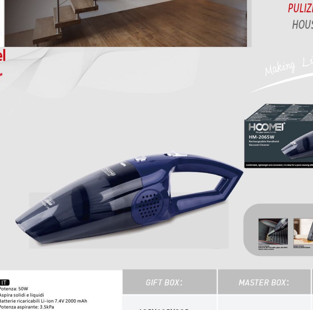 Aspirapolvere Ricaricabile 50W con filtro Lavabile