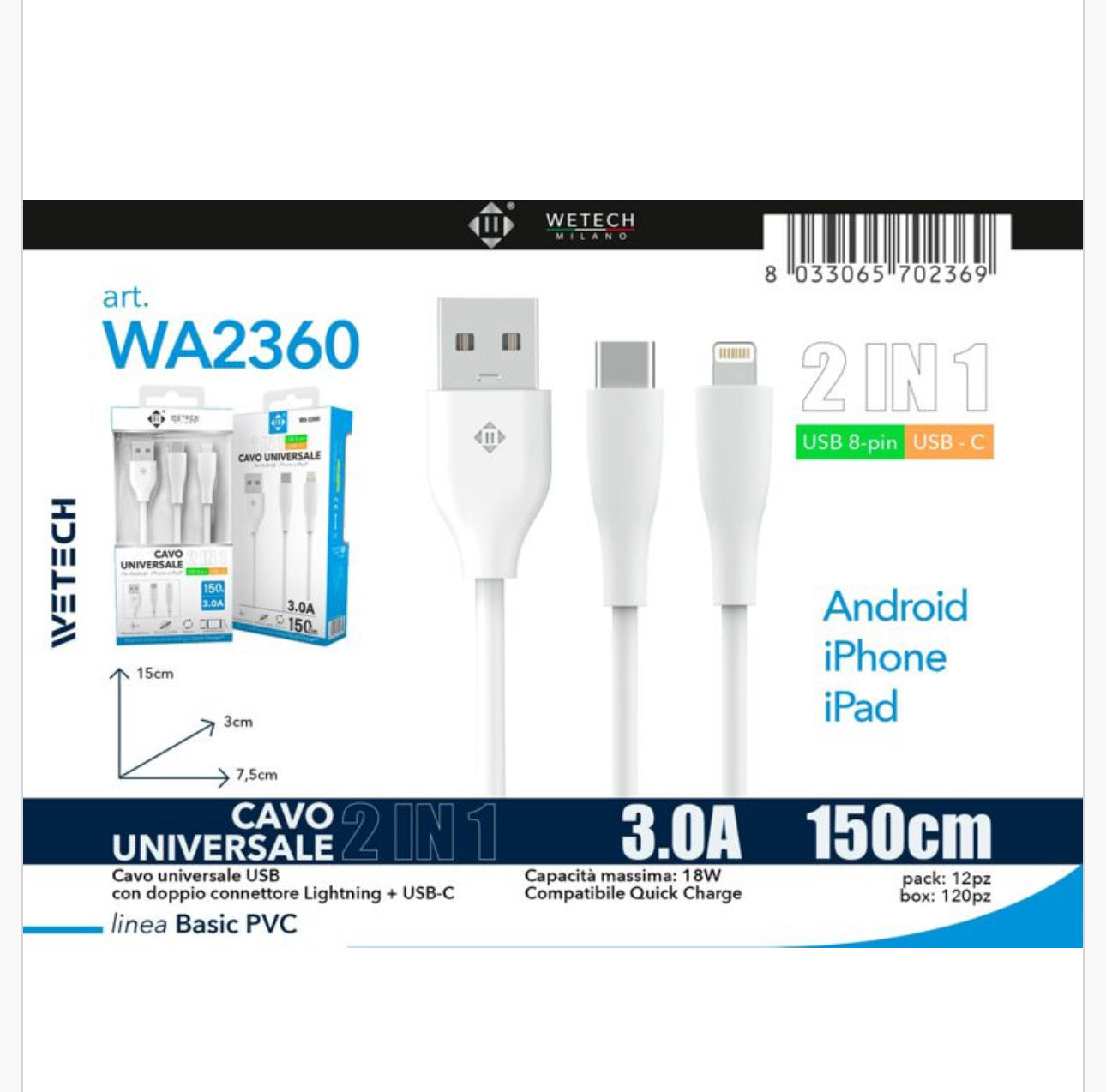 CAVO UNIVERSALE USB-Usb C - Iphone