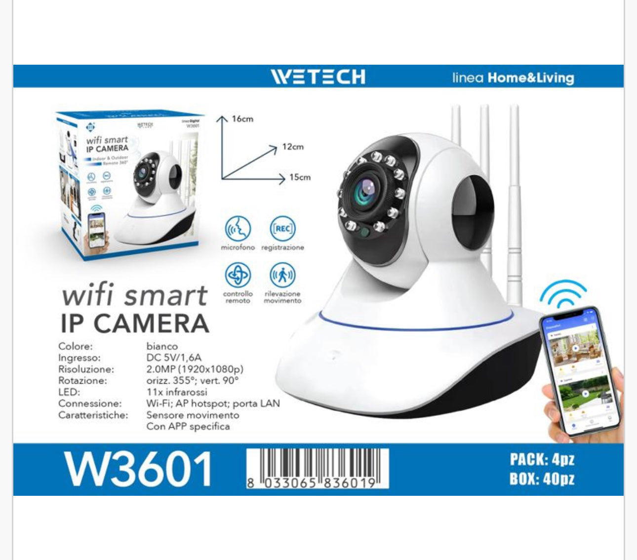 WI FI SMART IP CAMERA- Con Applicazione