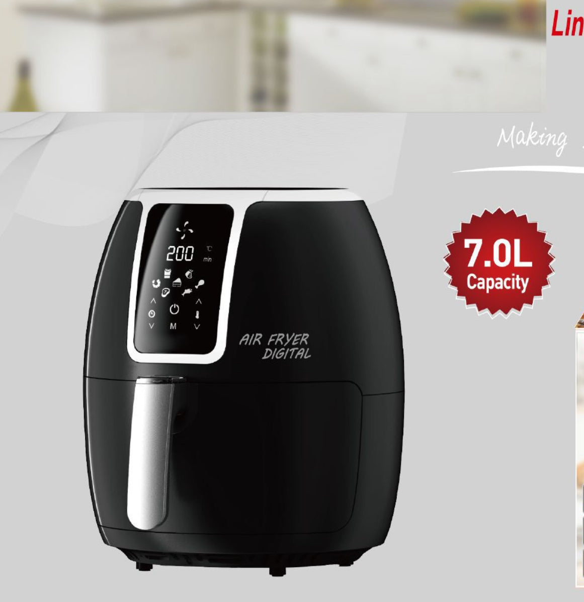 Friggitrice ad Aria 1500W 7Lt