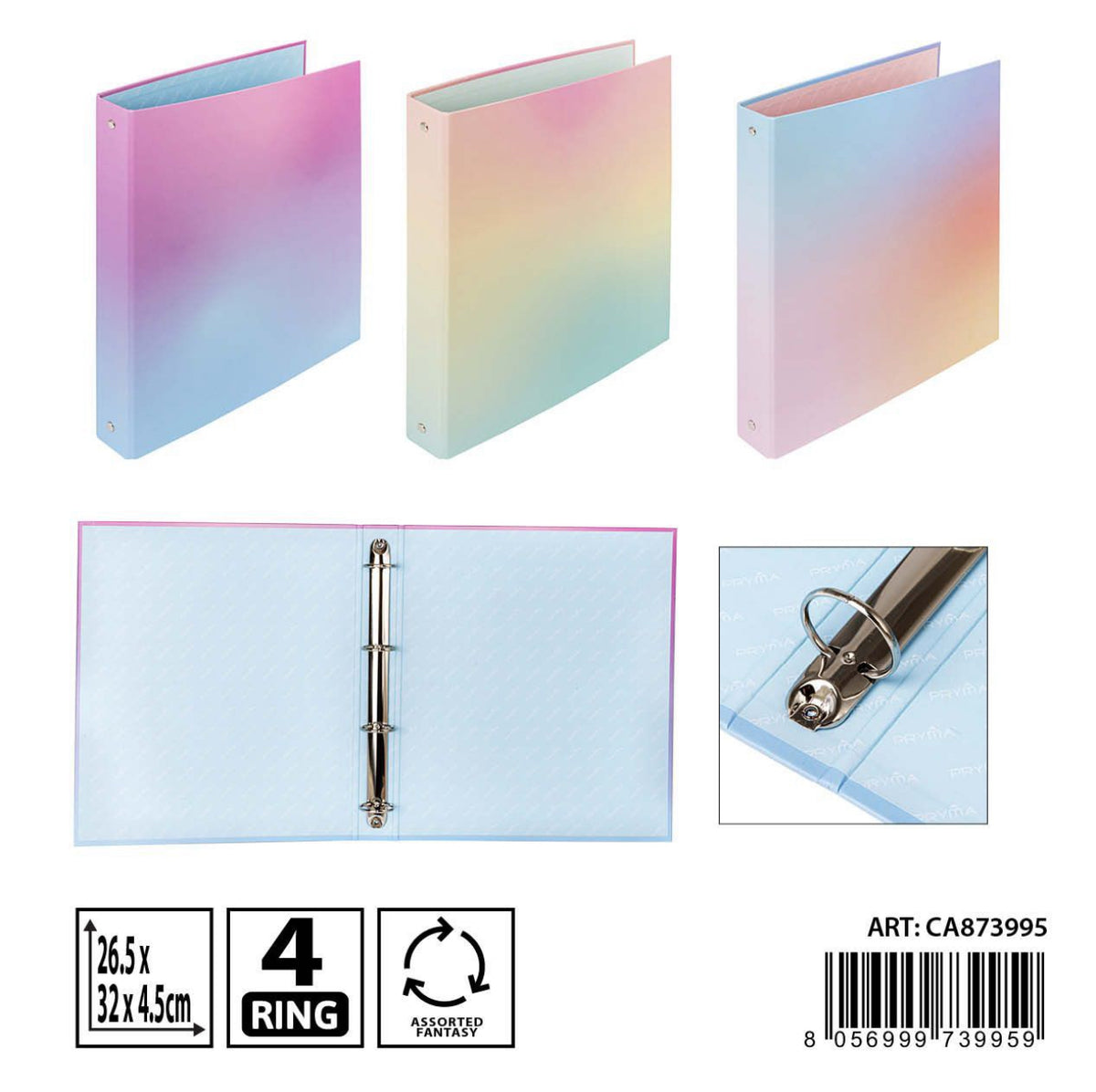 Raccoglitore ad Anelli A4 fantasie assortite