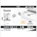CAVO USB C- C 3.4A  100Cm Carica Rapida