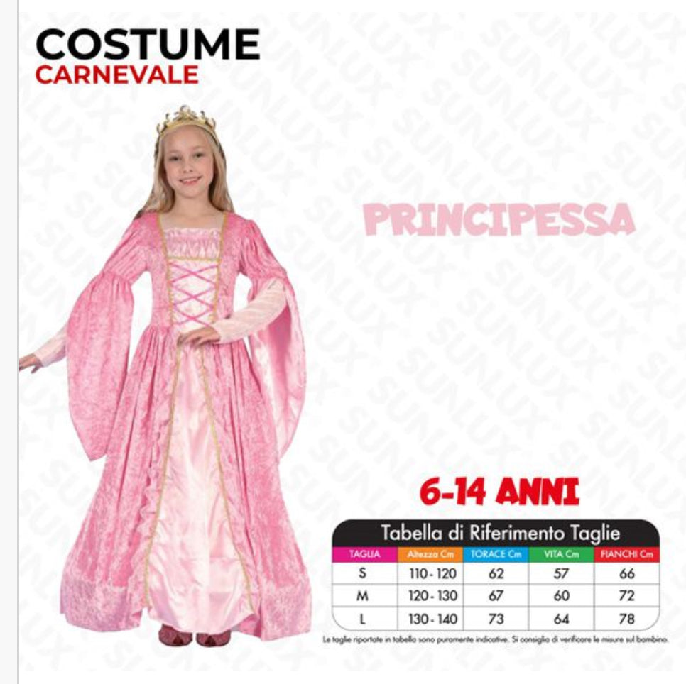 Costume Principessa 6-14 Anni