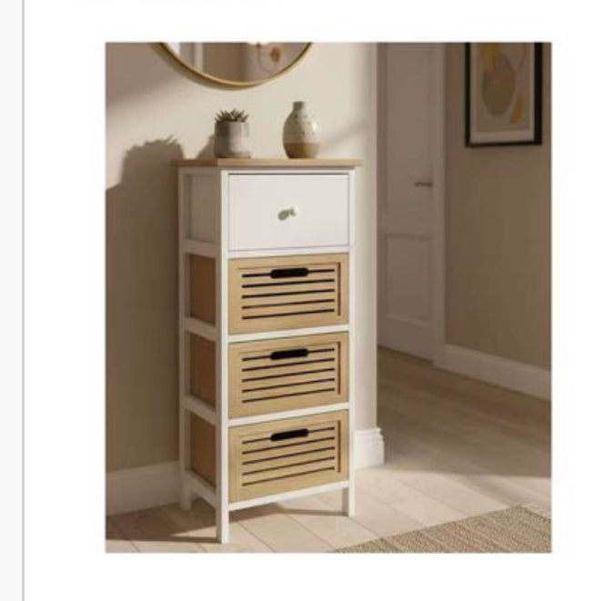 Cassettiera in Legno con 4 Cassetti