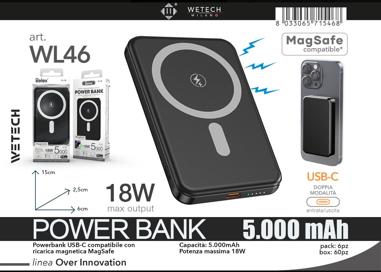 Power Bank ricarica Wireless magnetico 5000mhaa