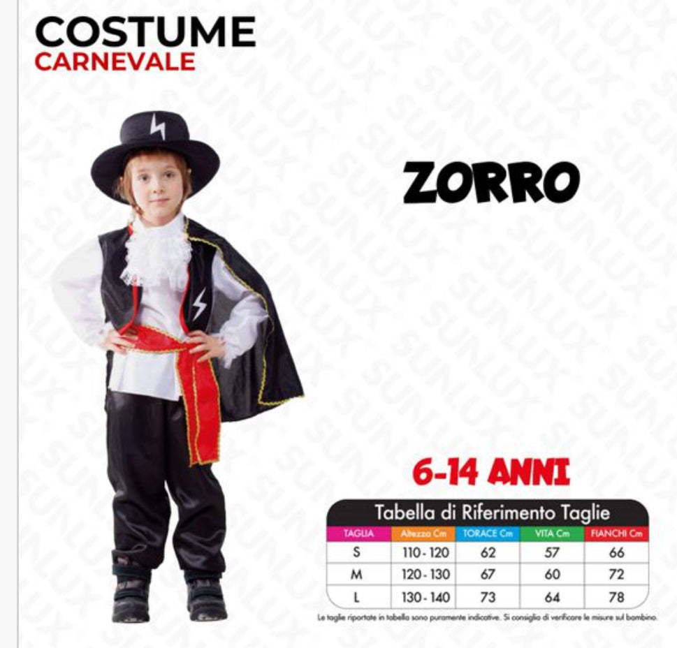 Costume Zorro 6-14 anni